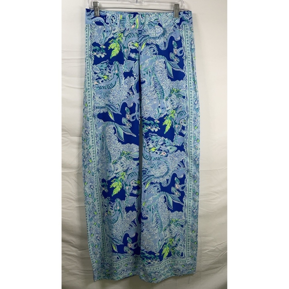NWOT Women's Lilly Pulitzer Bal Harbour Palazzo Pants Sea Sirens Blue - Small